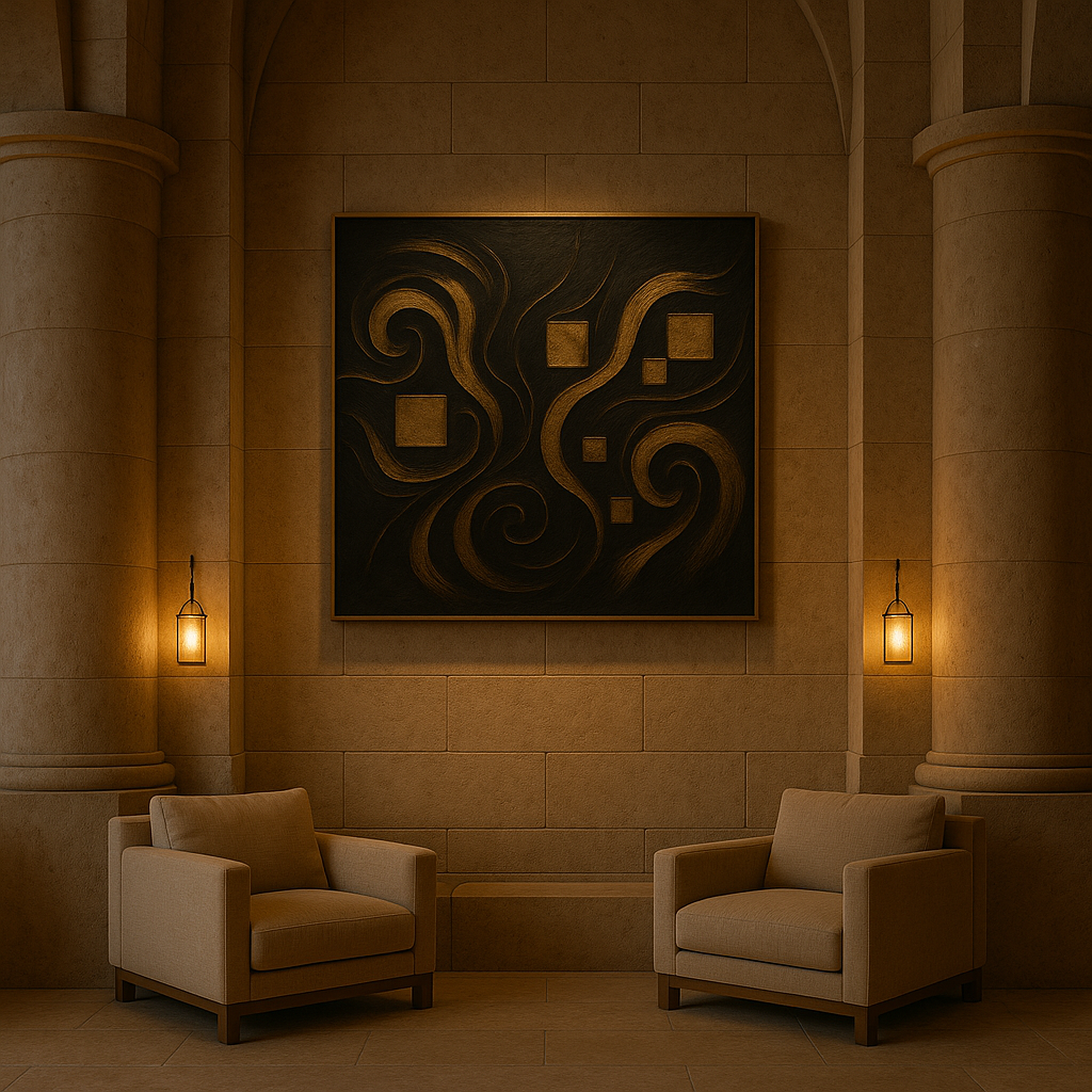 “Gilded Constellations” — Luxury Black & Gold Abstract Art