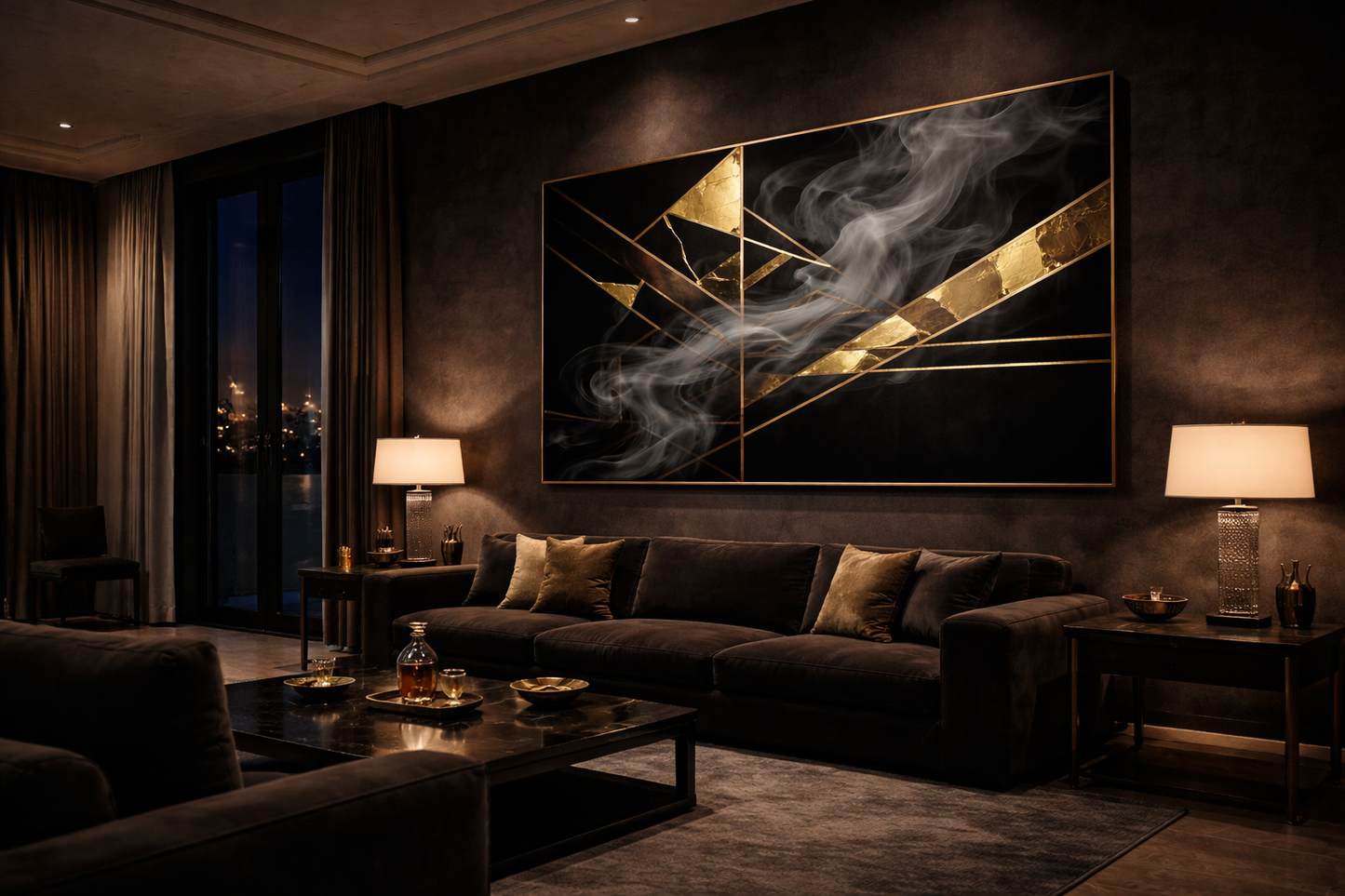 Obsidian Ascension — Limited Edition Gold & Smoke Abstract