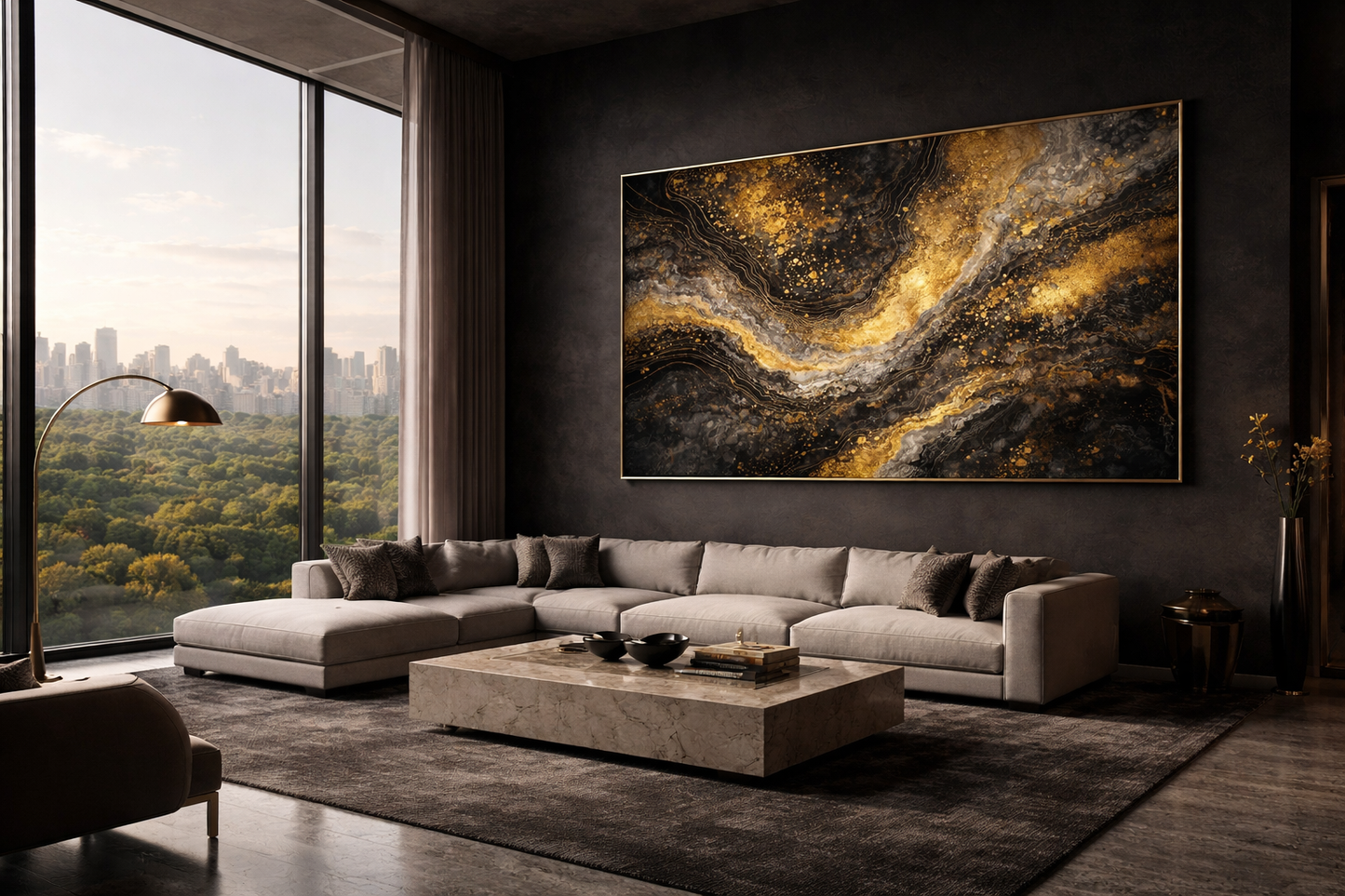 Gilded Faultline — Limited Edition Black & Gold Abstract