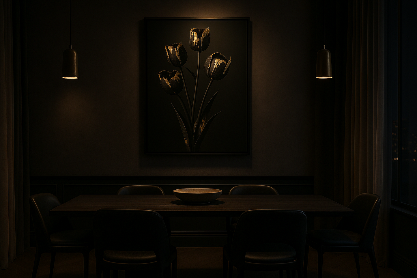 Gilded Stillness — Noir Botanical No. I