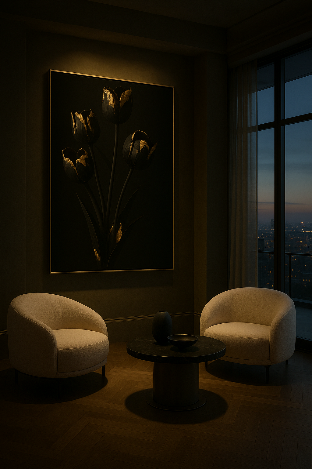 Gilded Stillness — Noir Botanical No. I