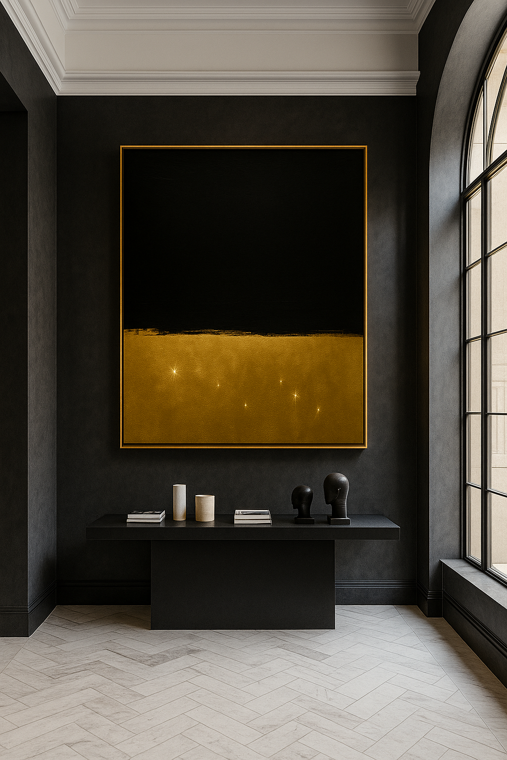Obsidian Ember – Dark Abstract with Warm Accents