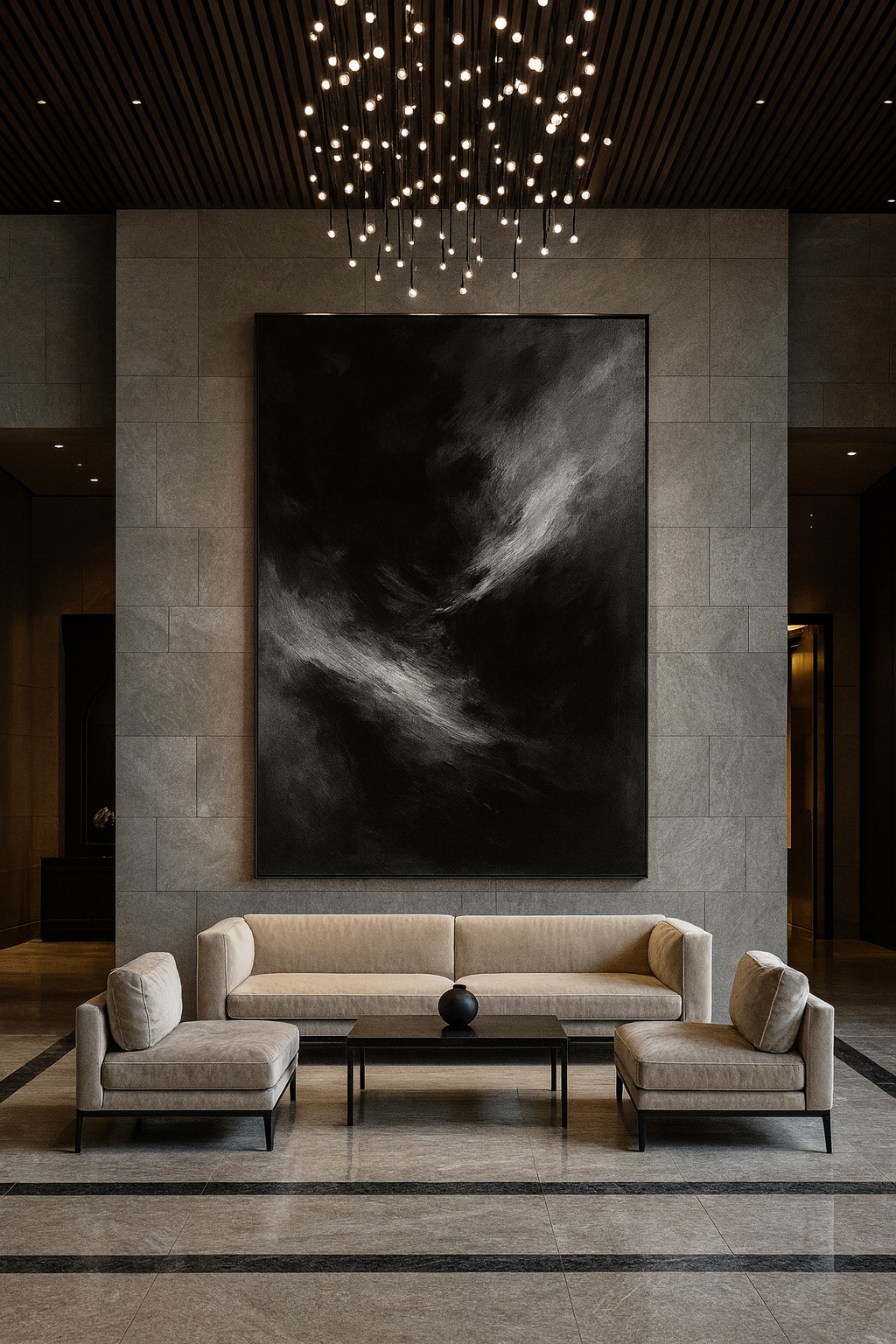Eclipse of Quiet — Luxury Black & Grey Atmospheric Abstract Art