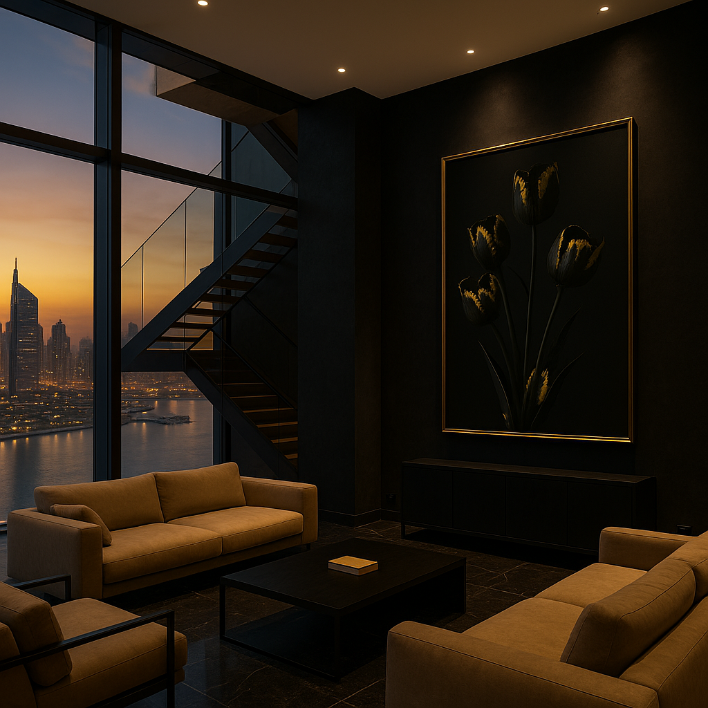 Gilded Stillness — Limited Edition Noir Botanical Masterwork