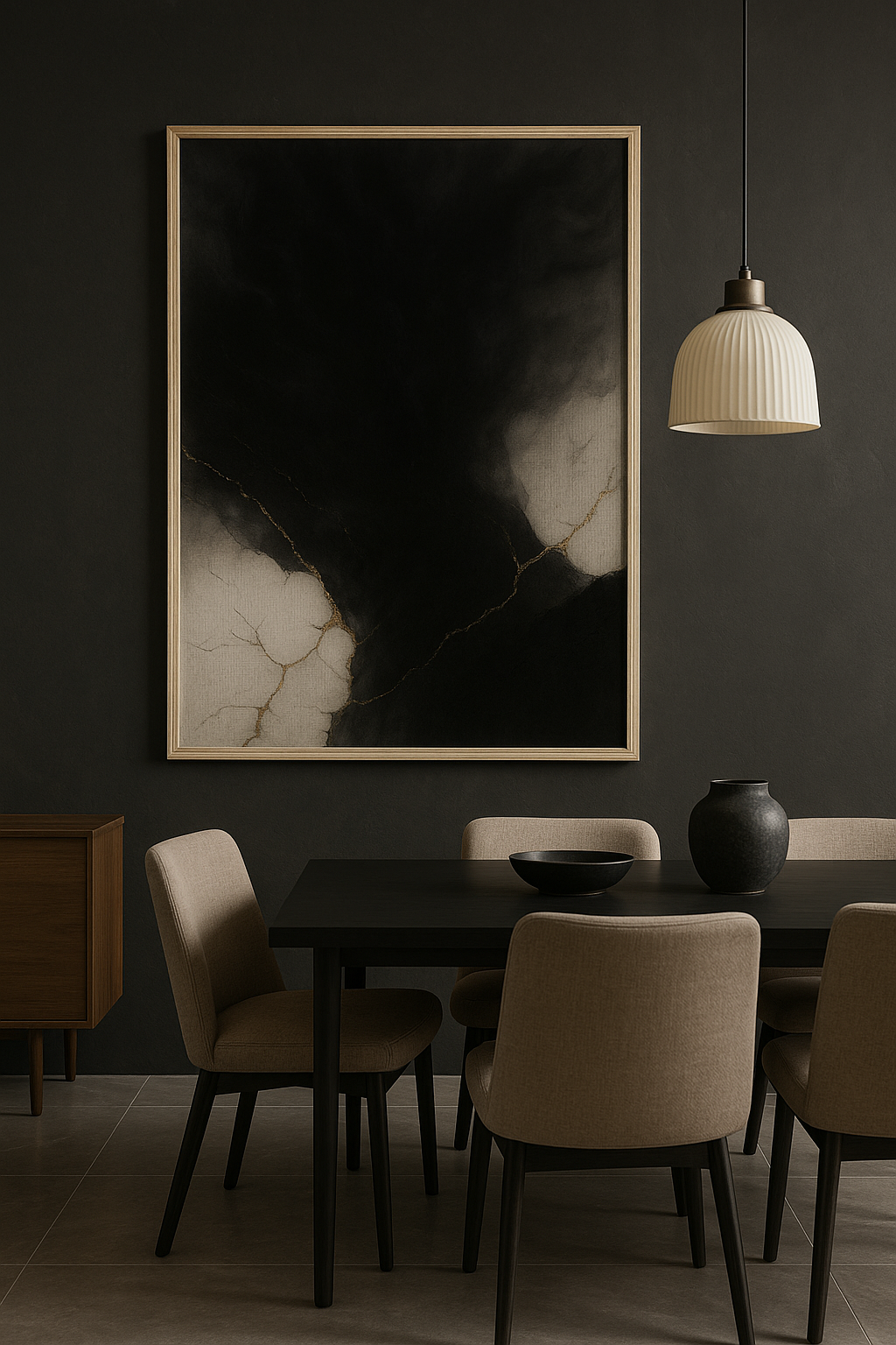 Golden Fracture — Luxury Black, White & Gold Abstract Fine Art