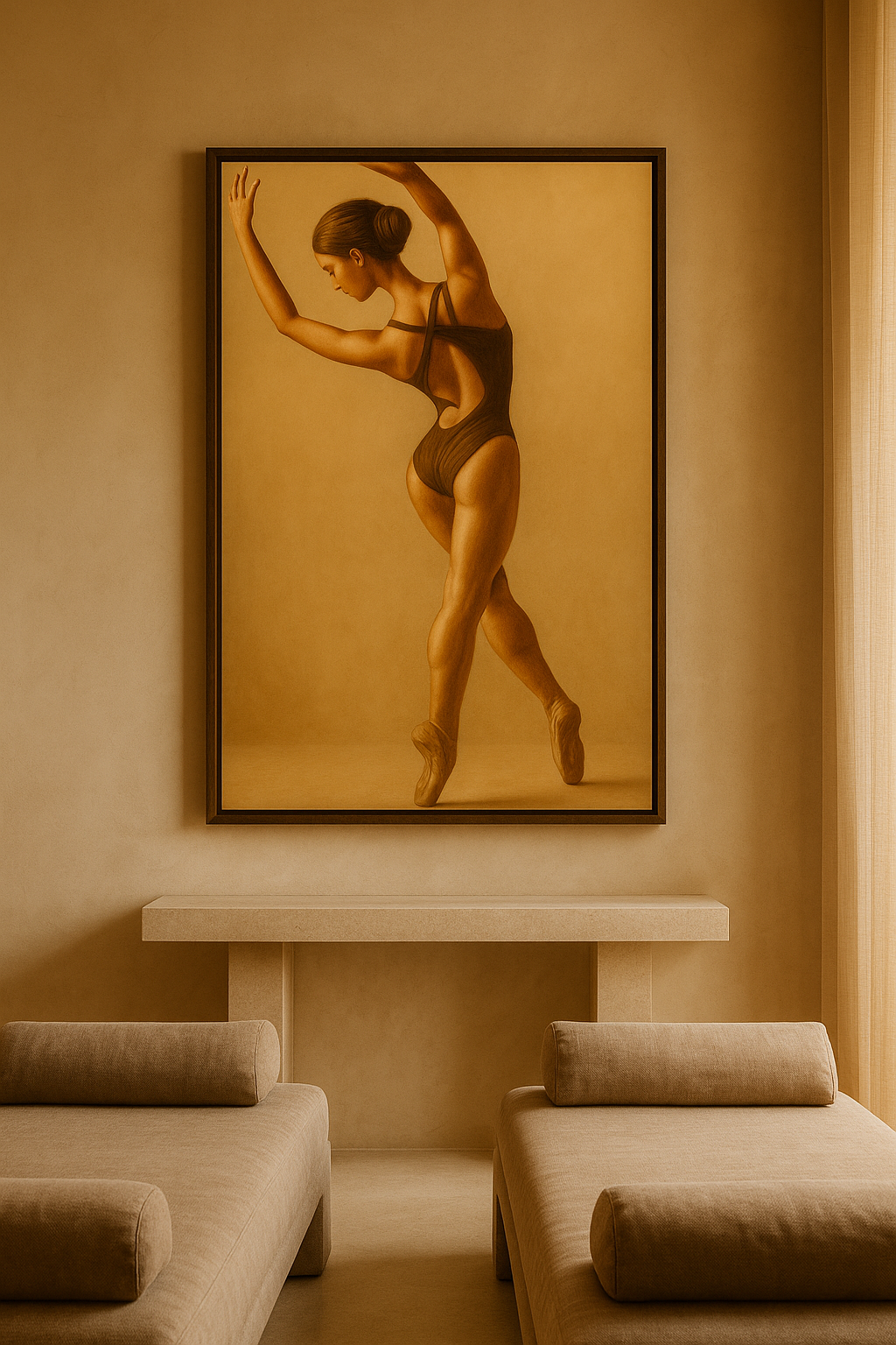 Aurelia in Suspension — Sculptural Figure in Gold
