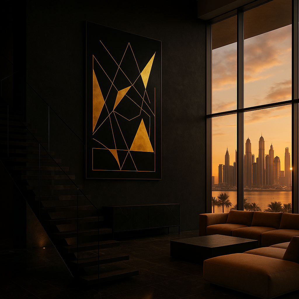 Eclipse of Structure — Gold on Black Geometric Luxury Abstract