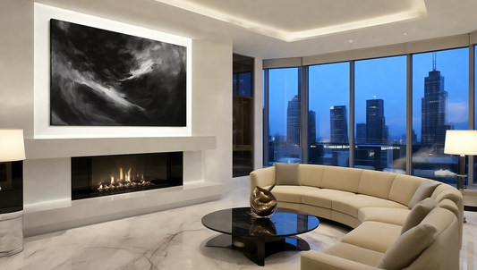 Eclipse of Quiet — Luxury Black & Grey Atmospheric Abstract Art