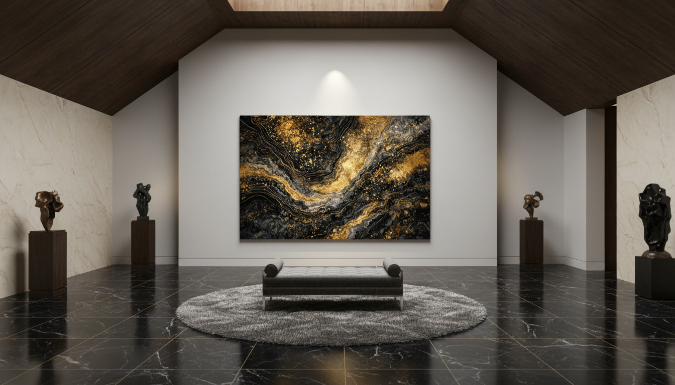 Gilded Faultline — Limited Edition Black & Gold Abstract