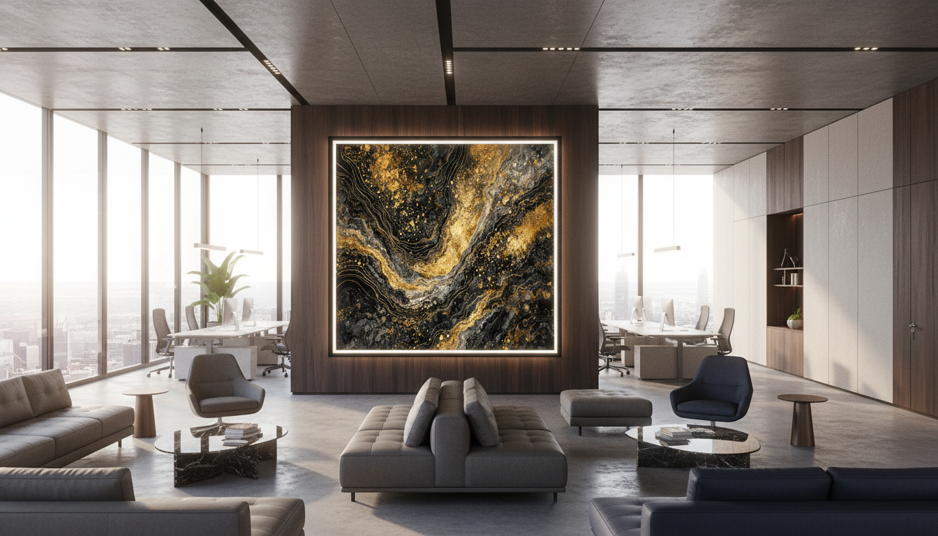 Gilded Faultline — Limited Edition Black & Gold Abstract