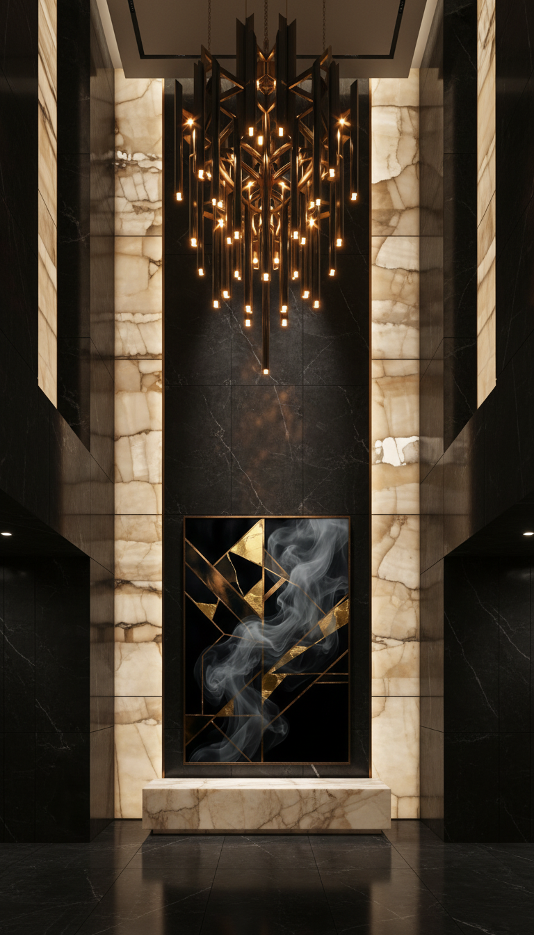 Obsidian Ascension — Limited Edition Gold & Smoke Abstract