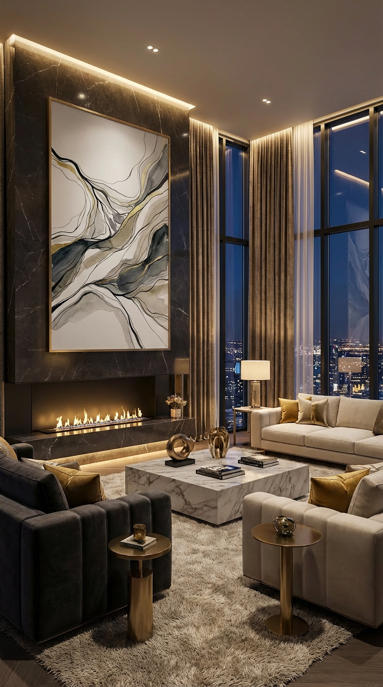 Whispered Meridian — Limited Edition Neutral & Gold Abstract